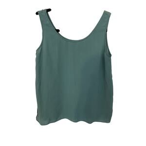 Vtg Harari Womens Small Tank Top All Silk Green Sleeveless Camisole Hipster